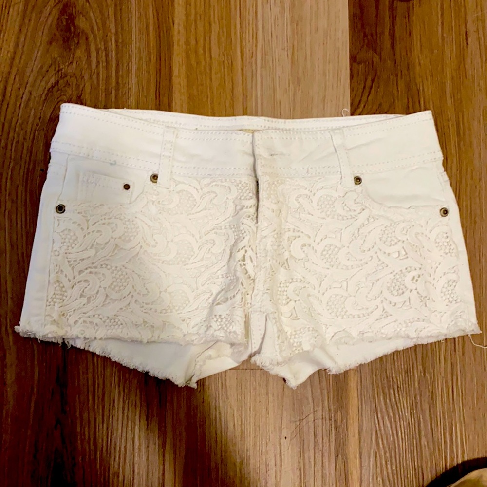 White jean/lace short. Size 1.
